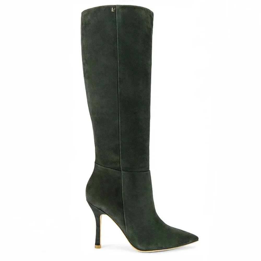 8.5 Larroude Kate Military Green Stiletto Tall Heel Pointed Toe Knee High Boot